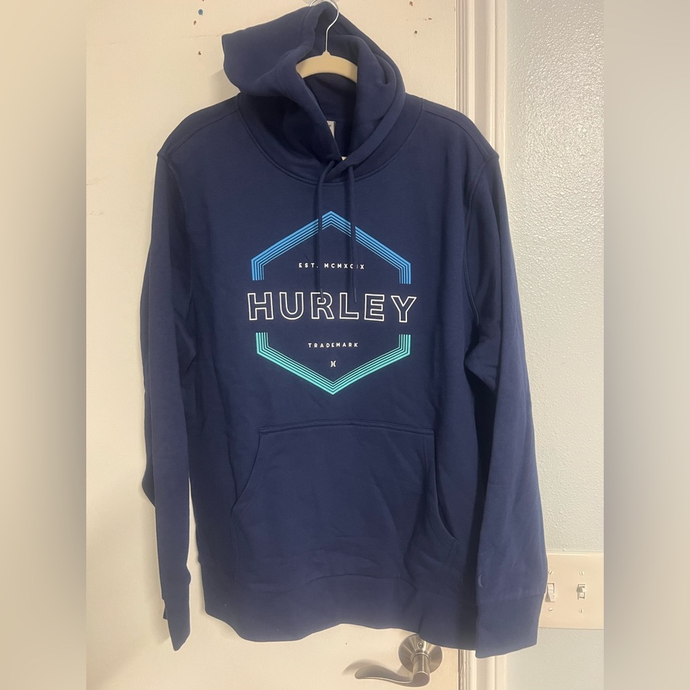 Hurley Men's Navy Hoodie with Graphic Design